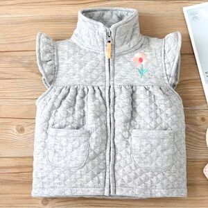 Carters 12 month grey quilted vest with pockets
